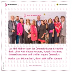 Gruppenfoto Präsentation Pink Ribbon Spendenergebnis 2024